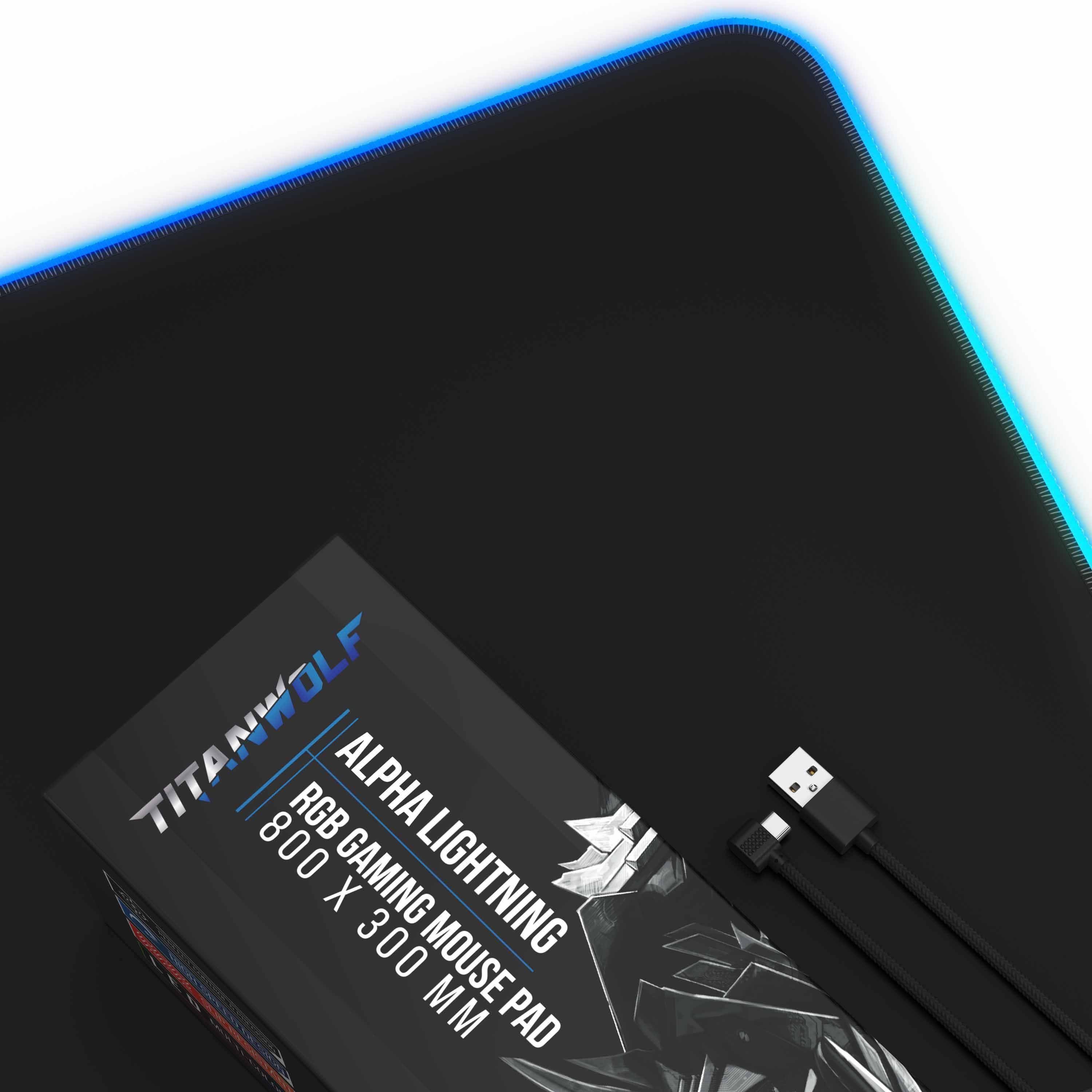 Titanwolf Gaming Mauspad, RGB Mousepad XL, 800 x 300 mm, verbessert Präzision & Geschwindigkeit
