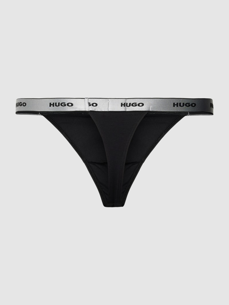 String mit elastischem Label-Bund Modell 'Triplets' in schwarz