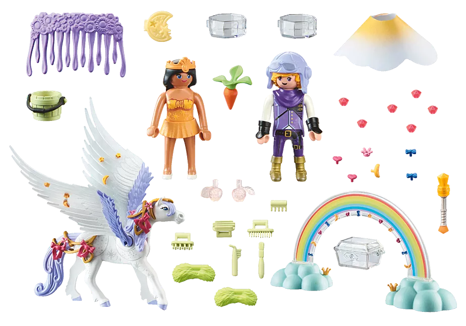 Himmlischer Pegasus mit Regenbogen
