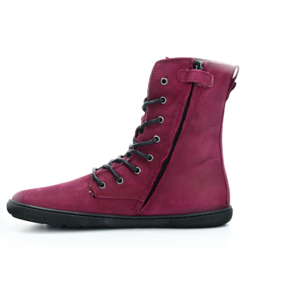 Koel Lady Faro Bordo Lambswool weinrote Winterbarfußschuhe