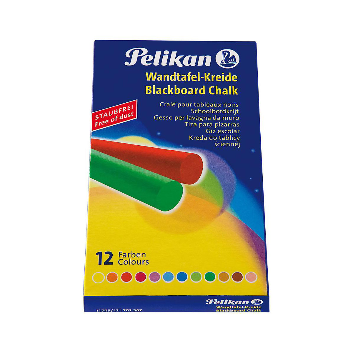 Wandtafelkreide, 12 Farben