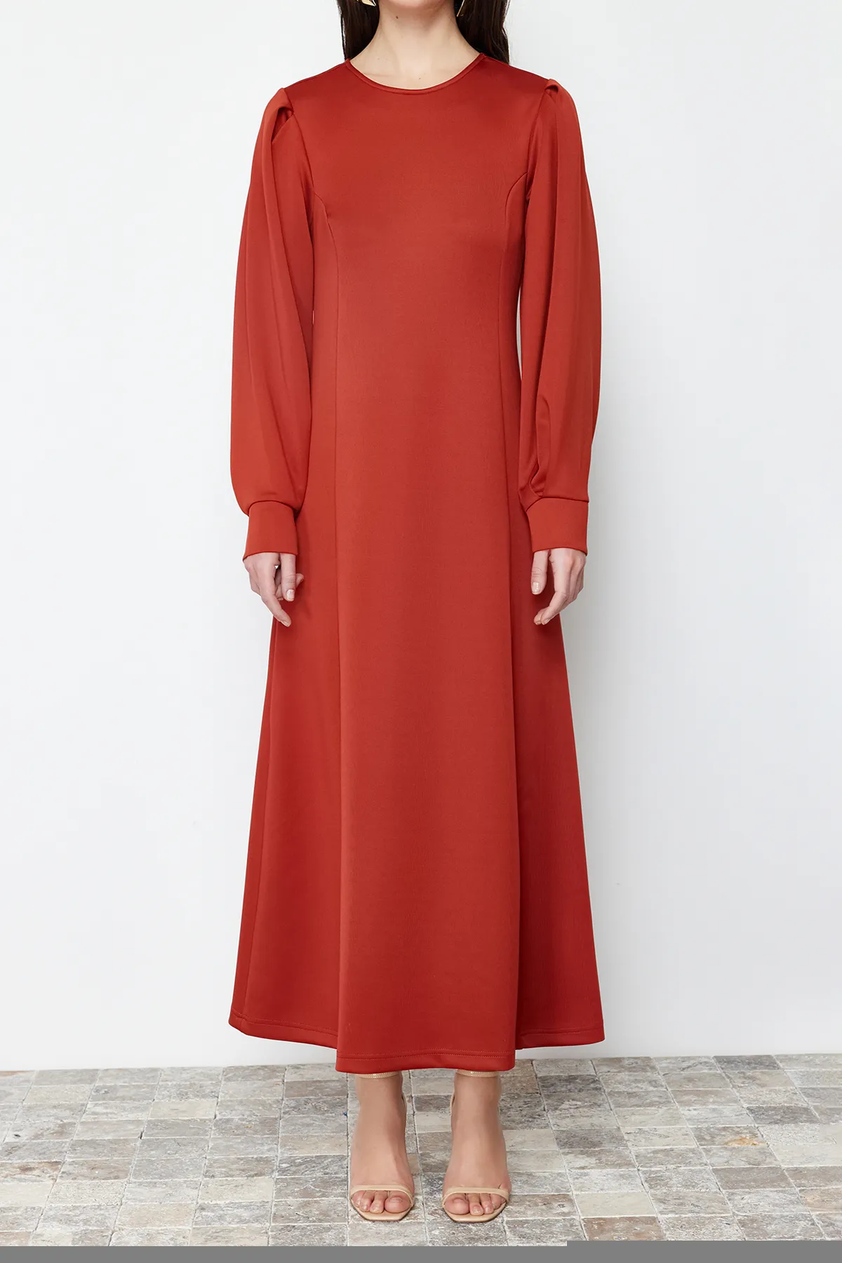 Trendyol Modest  A-Linien-Strickkleid aus Scuba-Stoff in Tile-Optik - TCTSS24EB00110