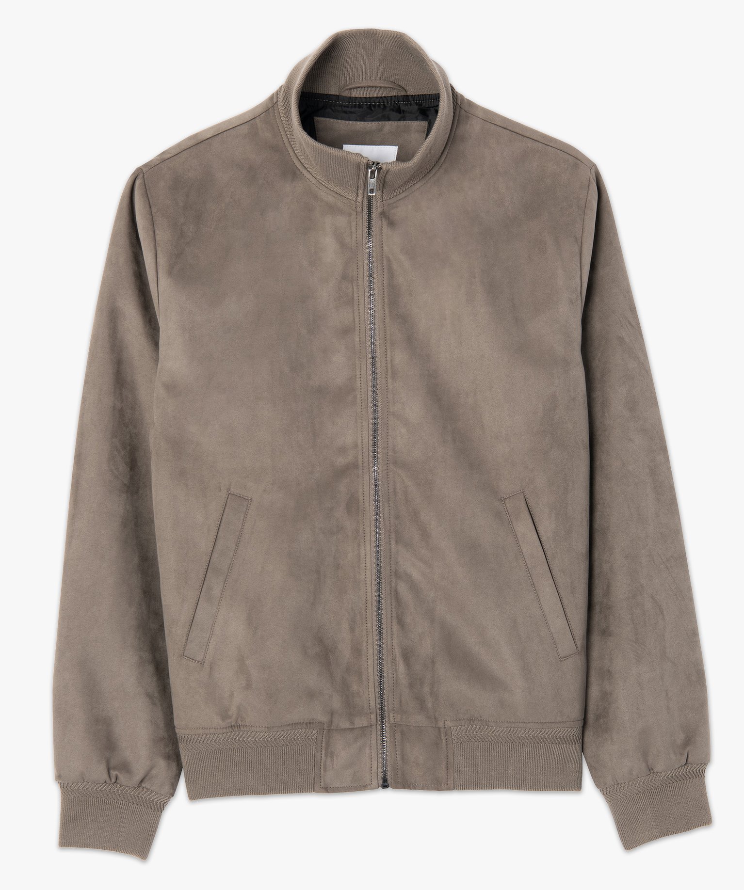 Blouson homme en suédine avec finitions bord-cte taupe | GEMO
