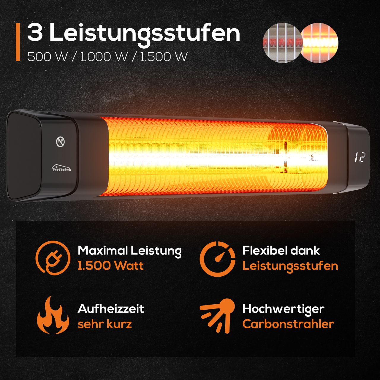 TroniTechnik Wandheizstrahler Terrassenheizer Wärmestrahler TT-TH-2010