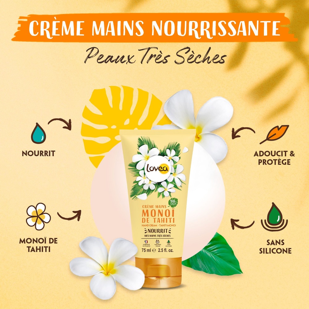 lovea Crème Mains Monoï de Tahiti Crème Mains - Peaux Très Sèches
