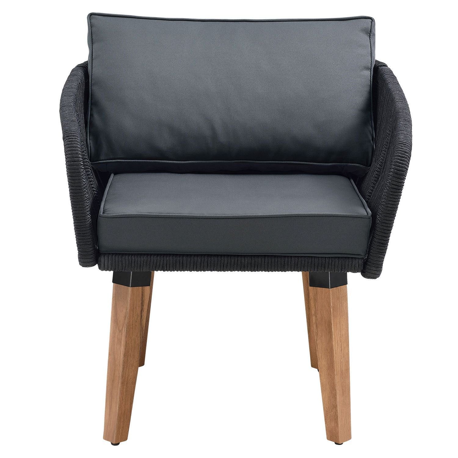 Juskys Gartenlounge-Set Neapel, (4-tlg), Seilgeflecht Sofa mit Tisch, 2 Sessel und Polster, für 4 Personen