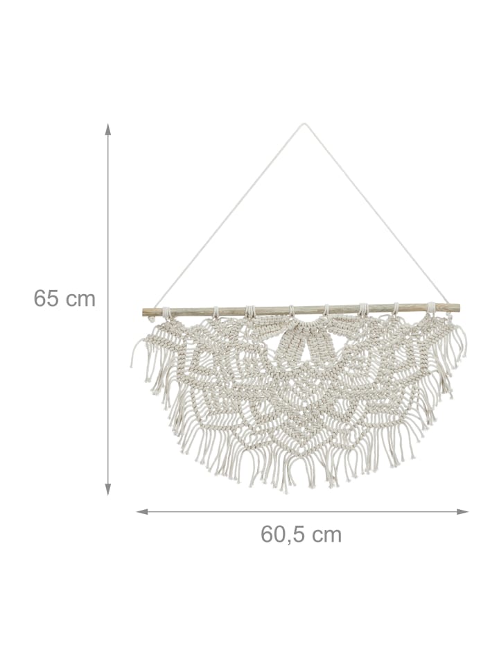 relaxdays Makramee Wandbehang in Creme - (B)60,5 x (H)65 cm günstig kaufen onesize