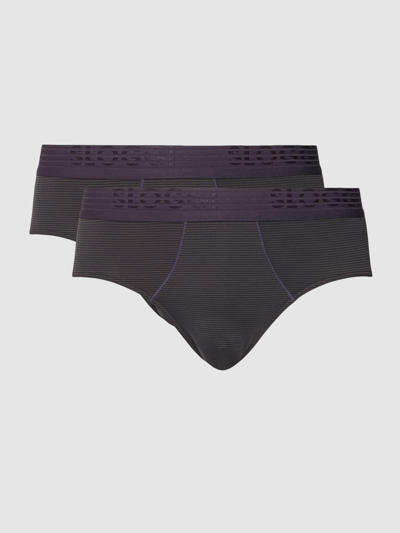 Slip mit Streifenmuster im 2er-Pack in schwarz