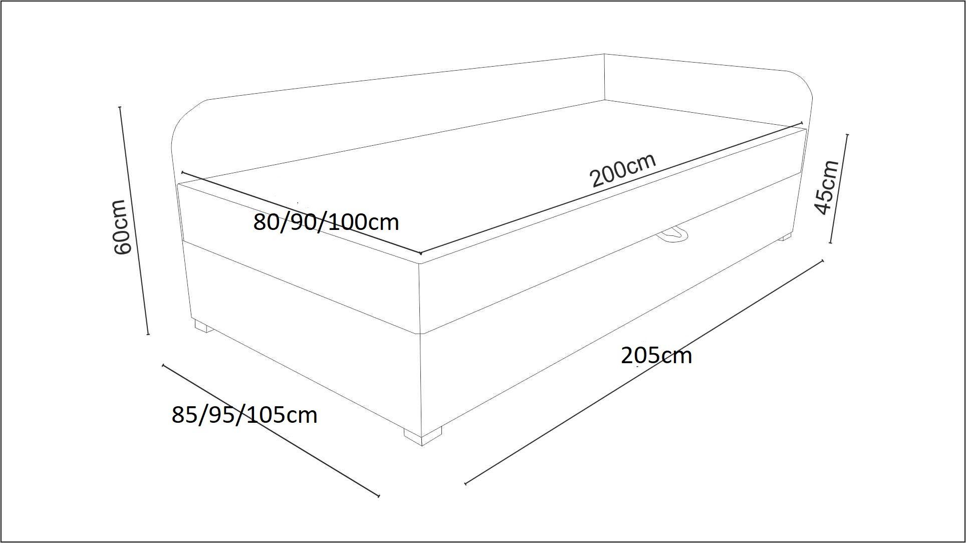 pressiode Polsterbett Polsterbett Boxspringbett Matratze x1 Bettkästen 80/90x200cm UNO