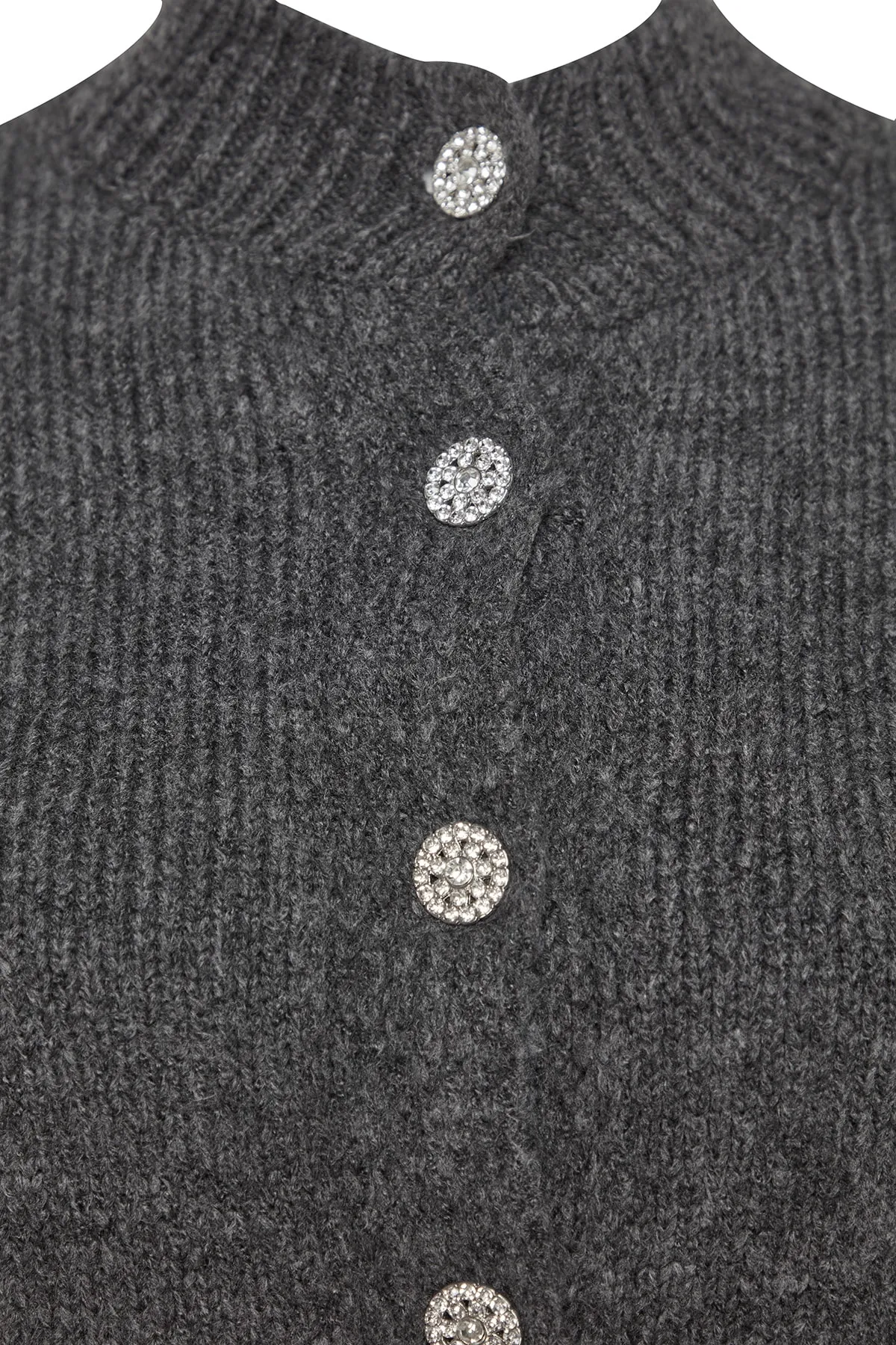 Trendyol Curve  Anthrazitfarbener Cardigan mit Knopfverschluss TBBAW24AV00019