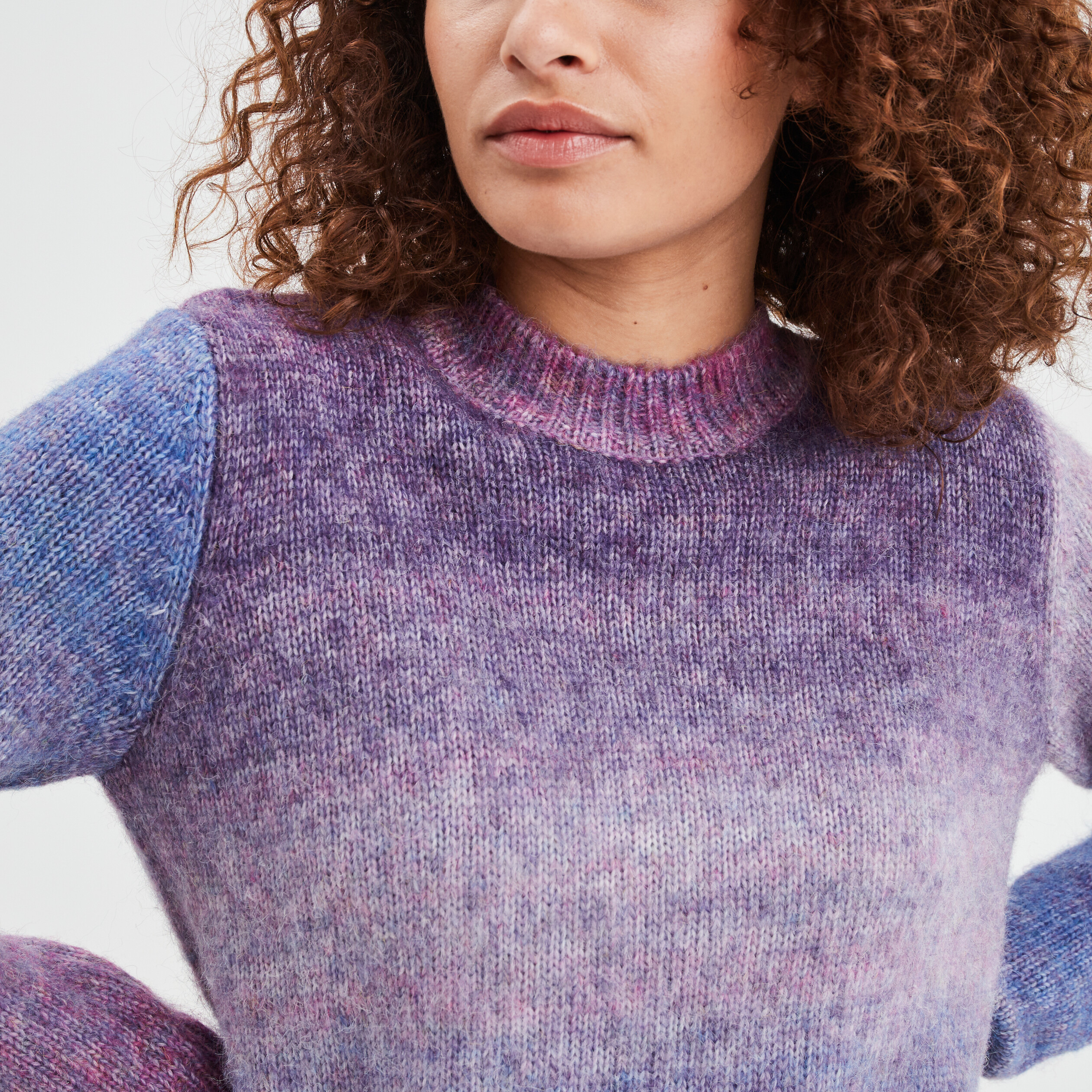 Pull col rond manches longues Liberto violet femme | La Halle