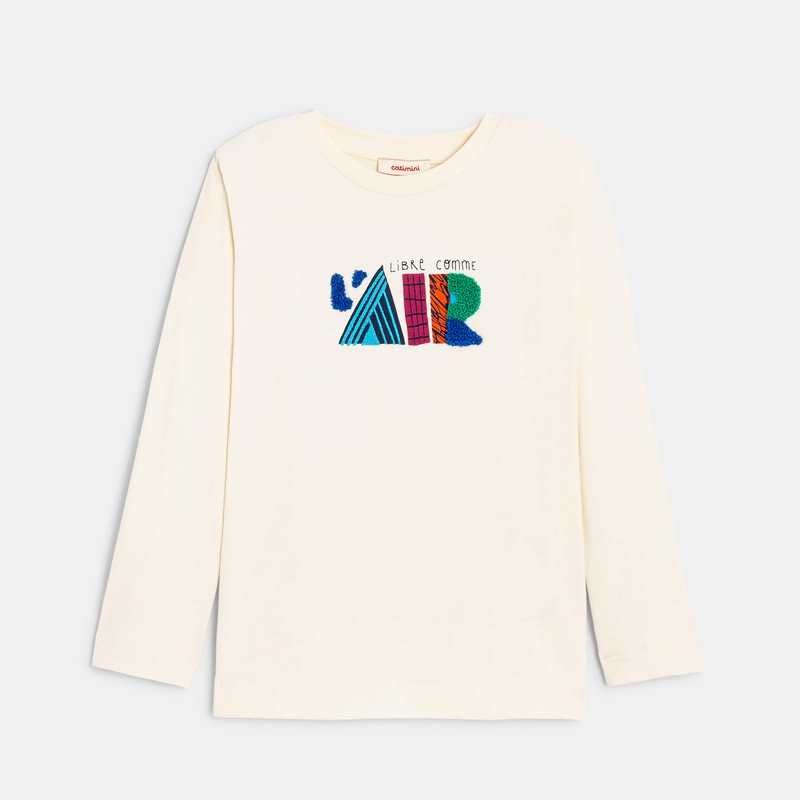 T-shirt manches longues garçon broderie bouclette blanc Catimini