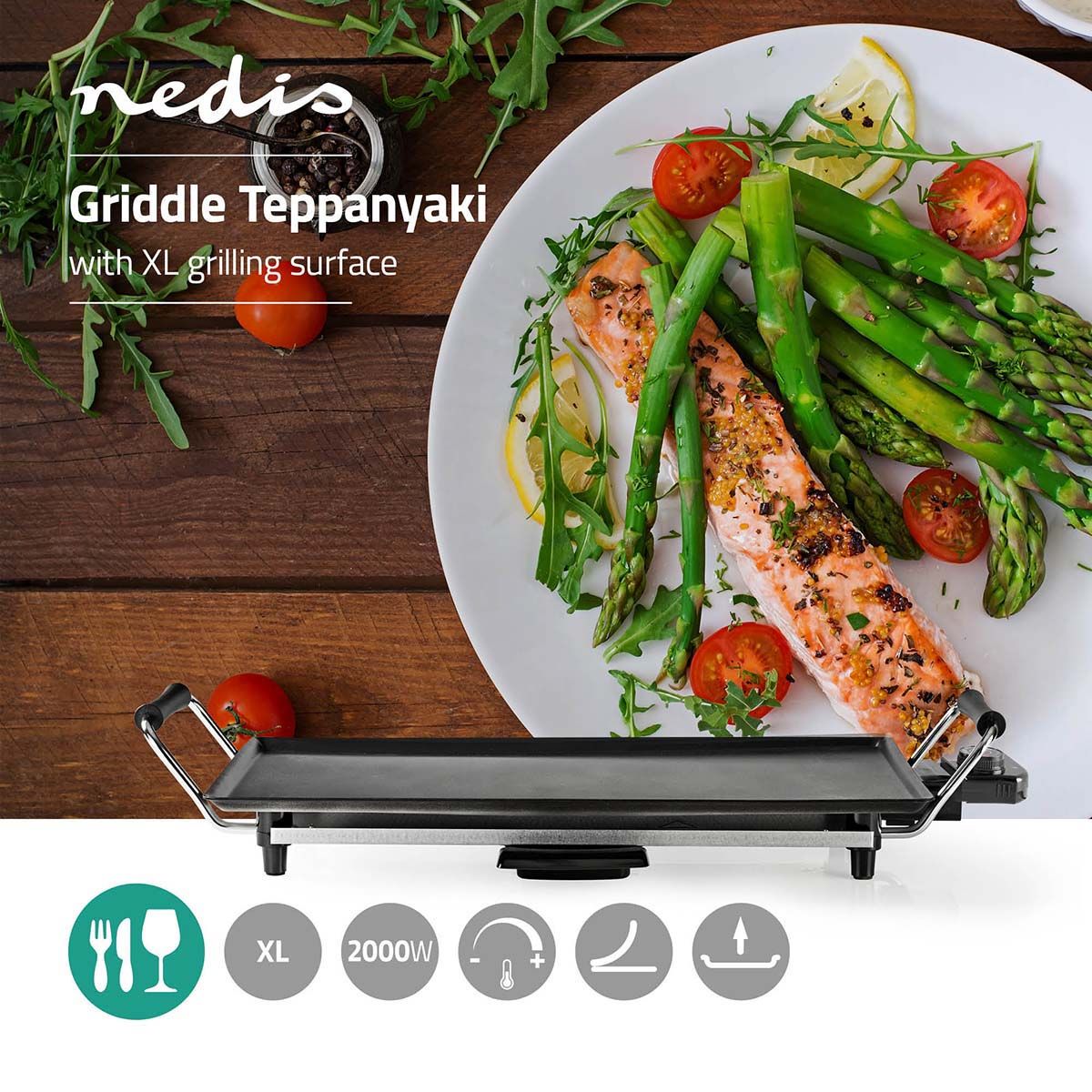 Nedis FCTE110EBK50 Teppanyaki-Tischgrill