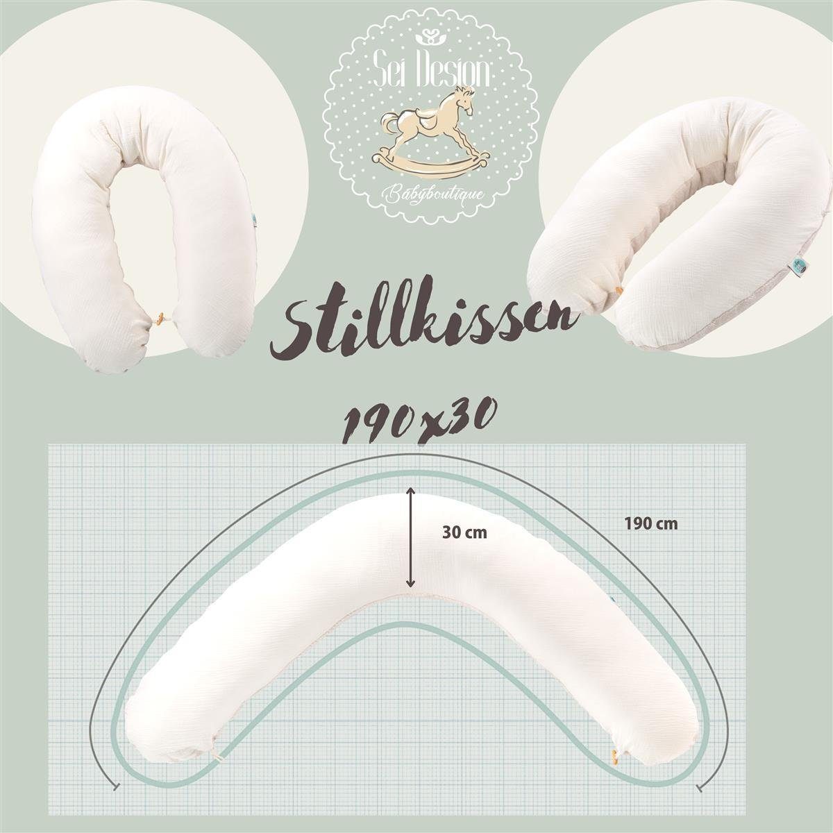 SEI Design Stillkissen Seitenschläferkissen XXL Babynest - Baby Erstausstattung Neugeborene, Schwangerschaftskissen mit Bezug, Bezug 100% Baumwolle