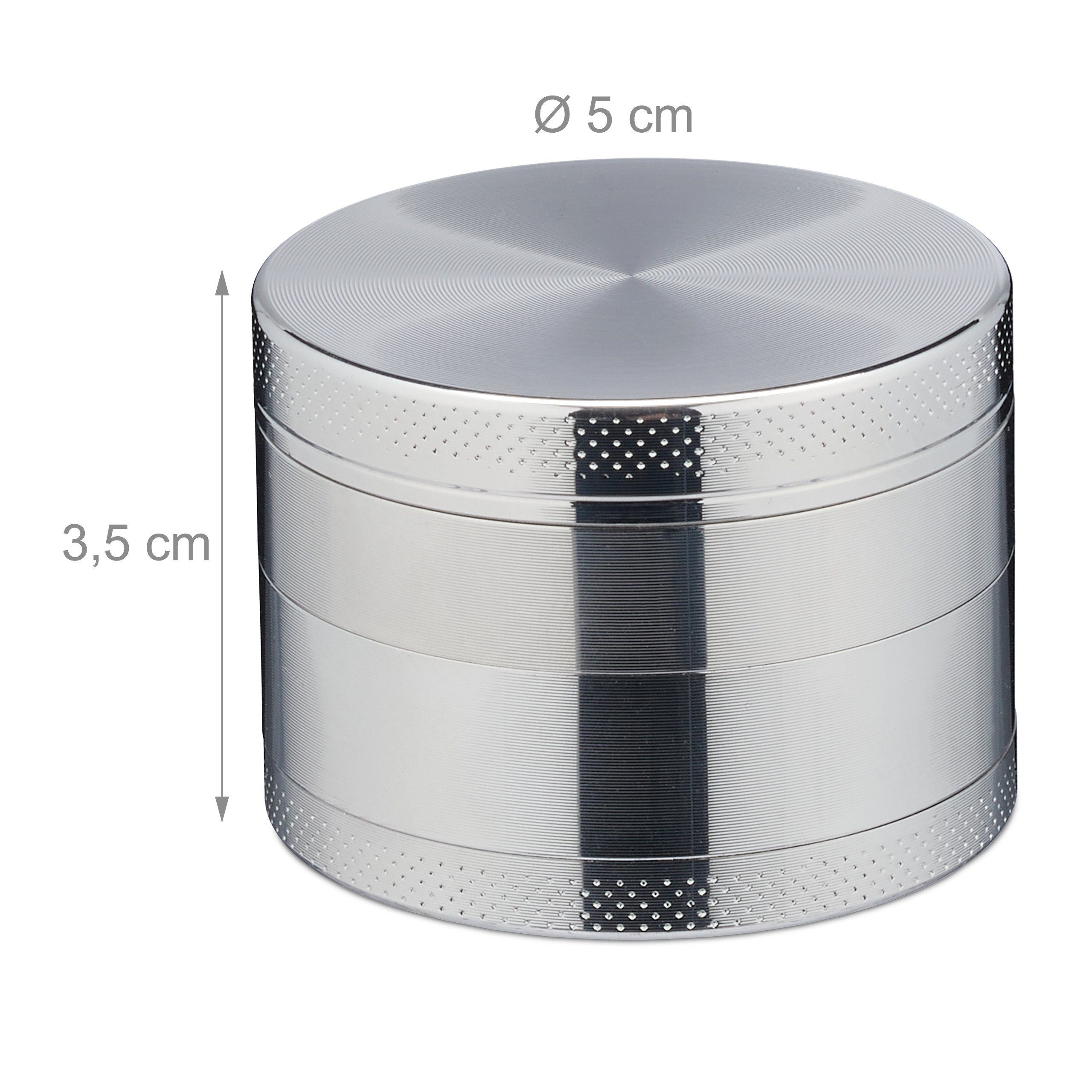 relaxdays Kräutermühle 1 x Grinder aus Metall in Silber