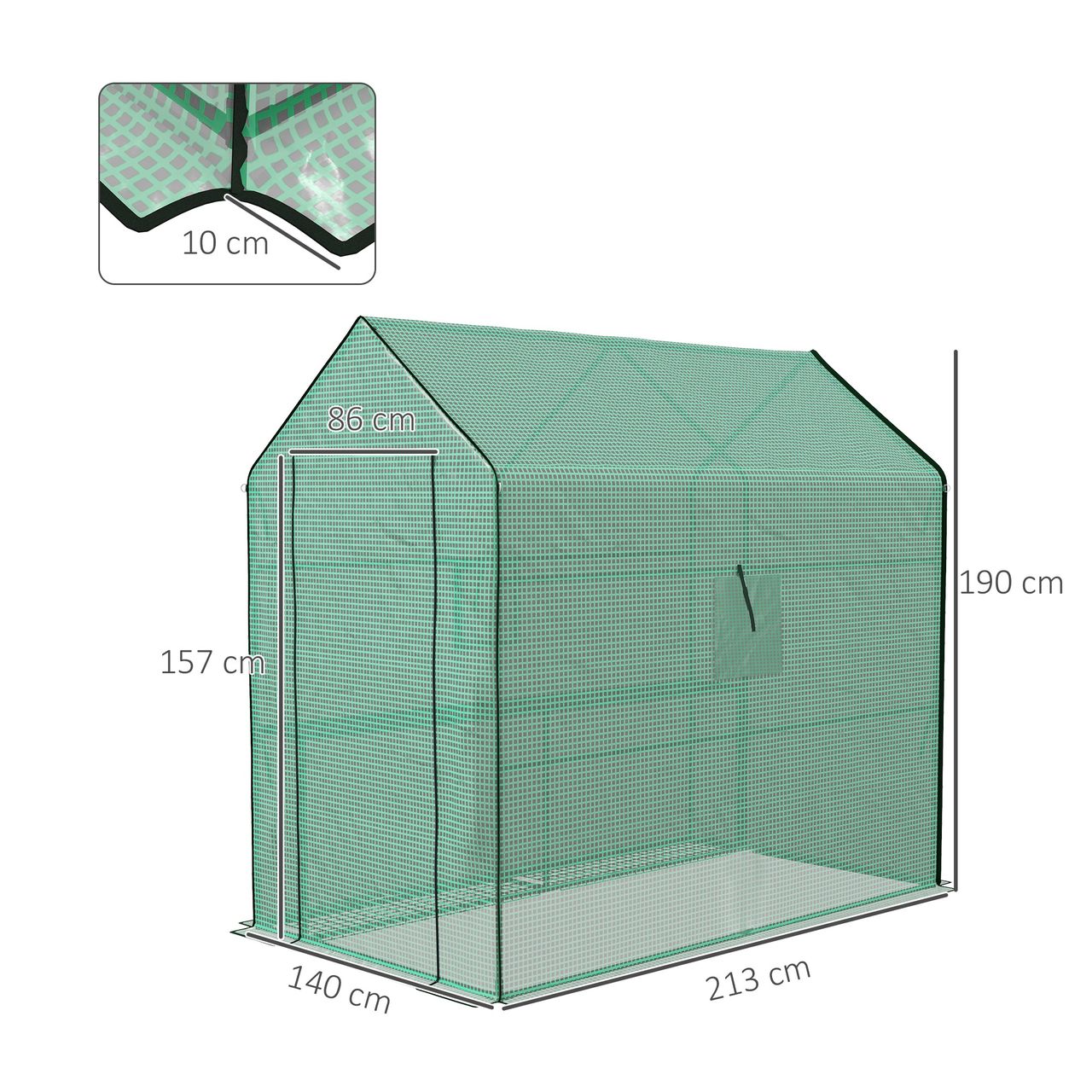 Outsunny Ersatzfolie Gewächshausfolie mit UV-Schutz, Seitenfenster, Rolltür Grün