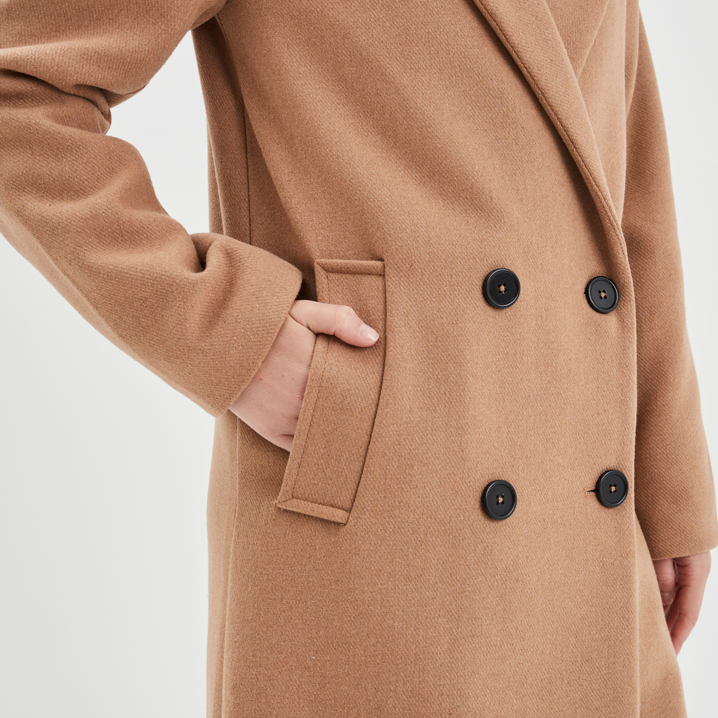 Manteau long boutonnage croisé taupe femme | La Halle