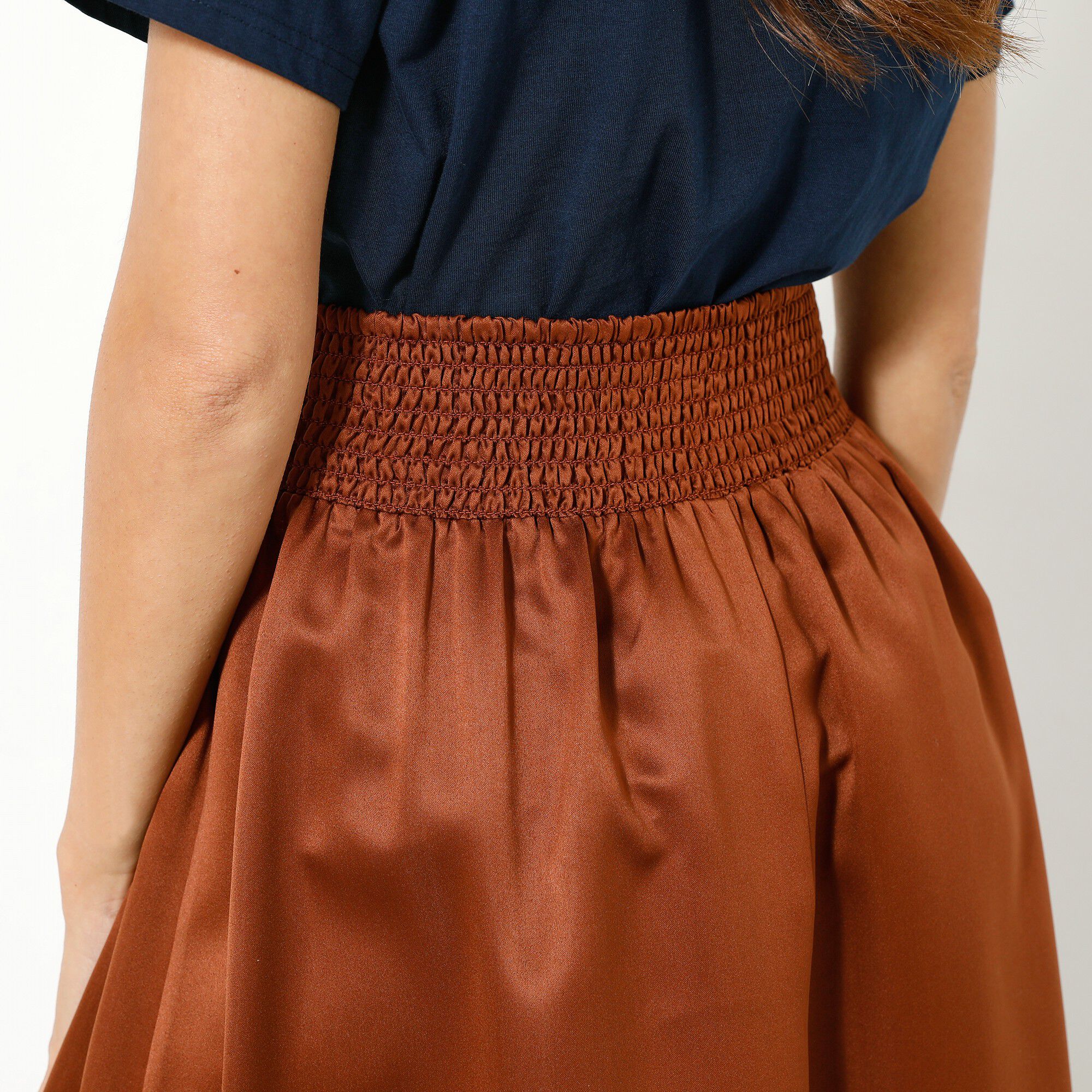Jupe longue unie, satin