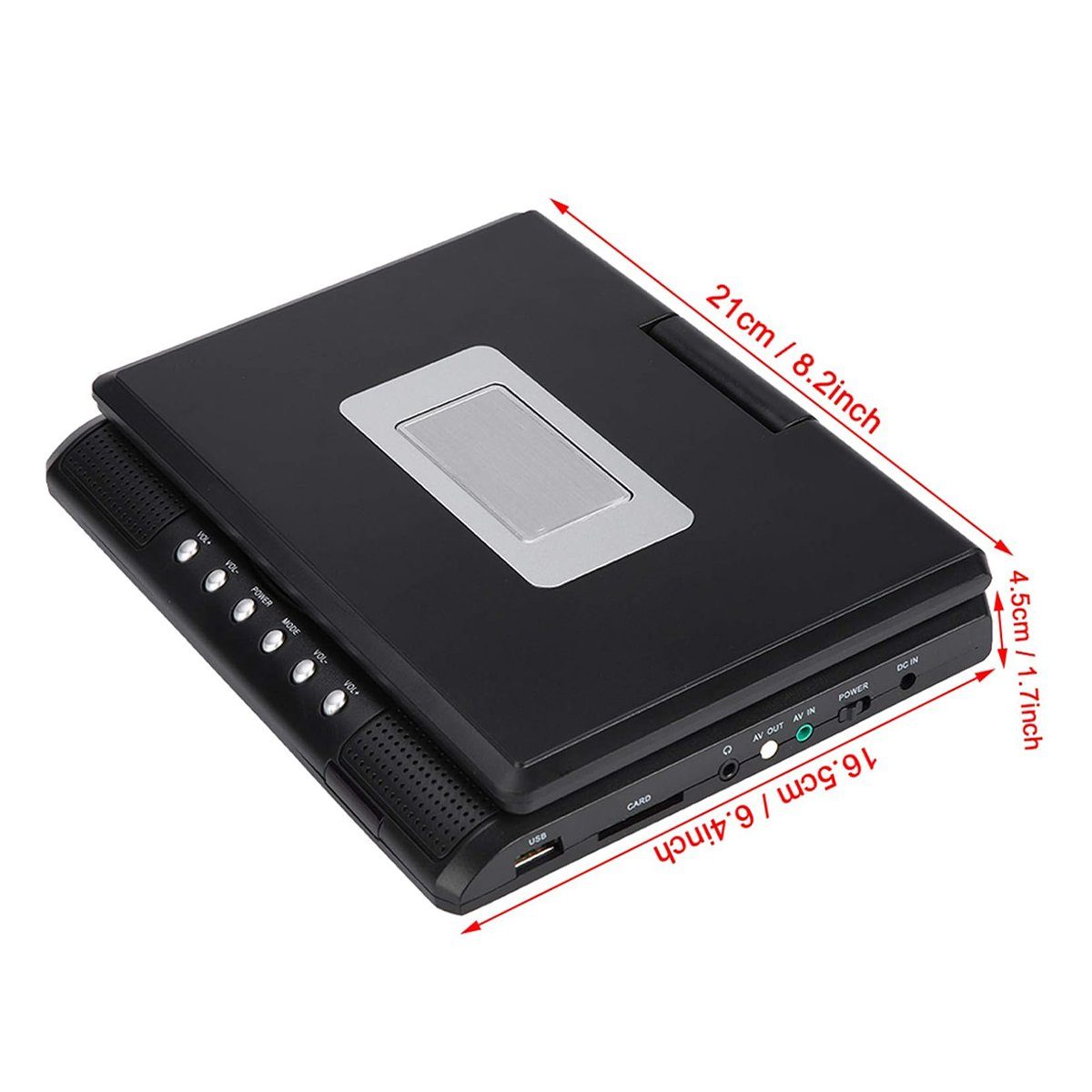 Yoyaxi Tragbarer 7,8-Zoll-DVD-Player,wiederaufladbar,Spielfunktion,AV-Ausgang Portabler DVD-Player (AVI EVD DVD SVCD VCD CD CD R RW MPEG 4, TV-Funktion)
