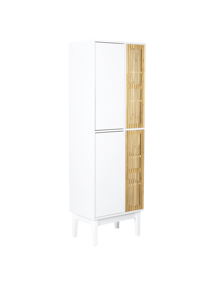 Beliani Badezimmerschrank NUBES in Weiß/Heller Holzfarbton günstig kaufen onesize