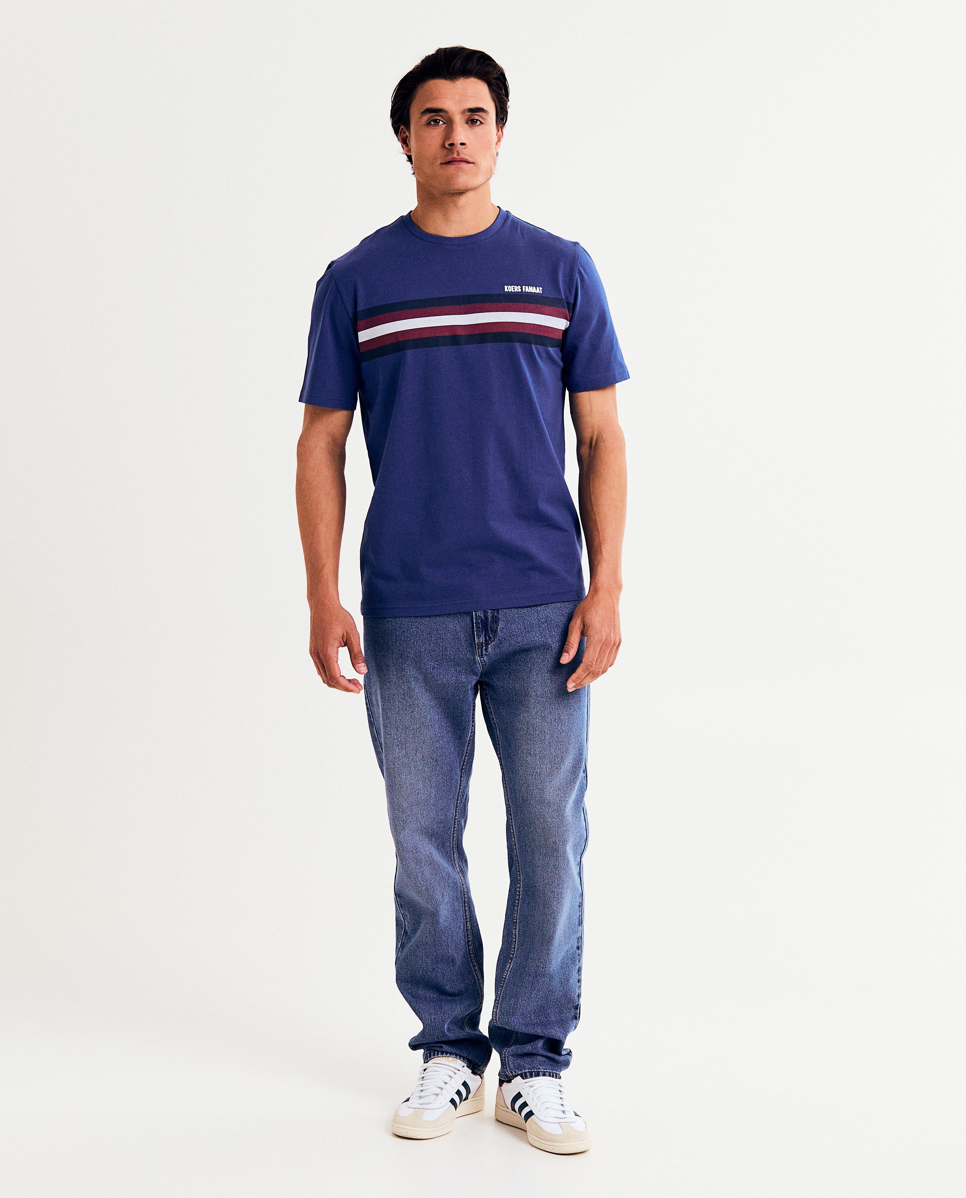 Tricou Baptiste cu dungi din bumbac organic, unisex, S-XXXL Albastru