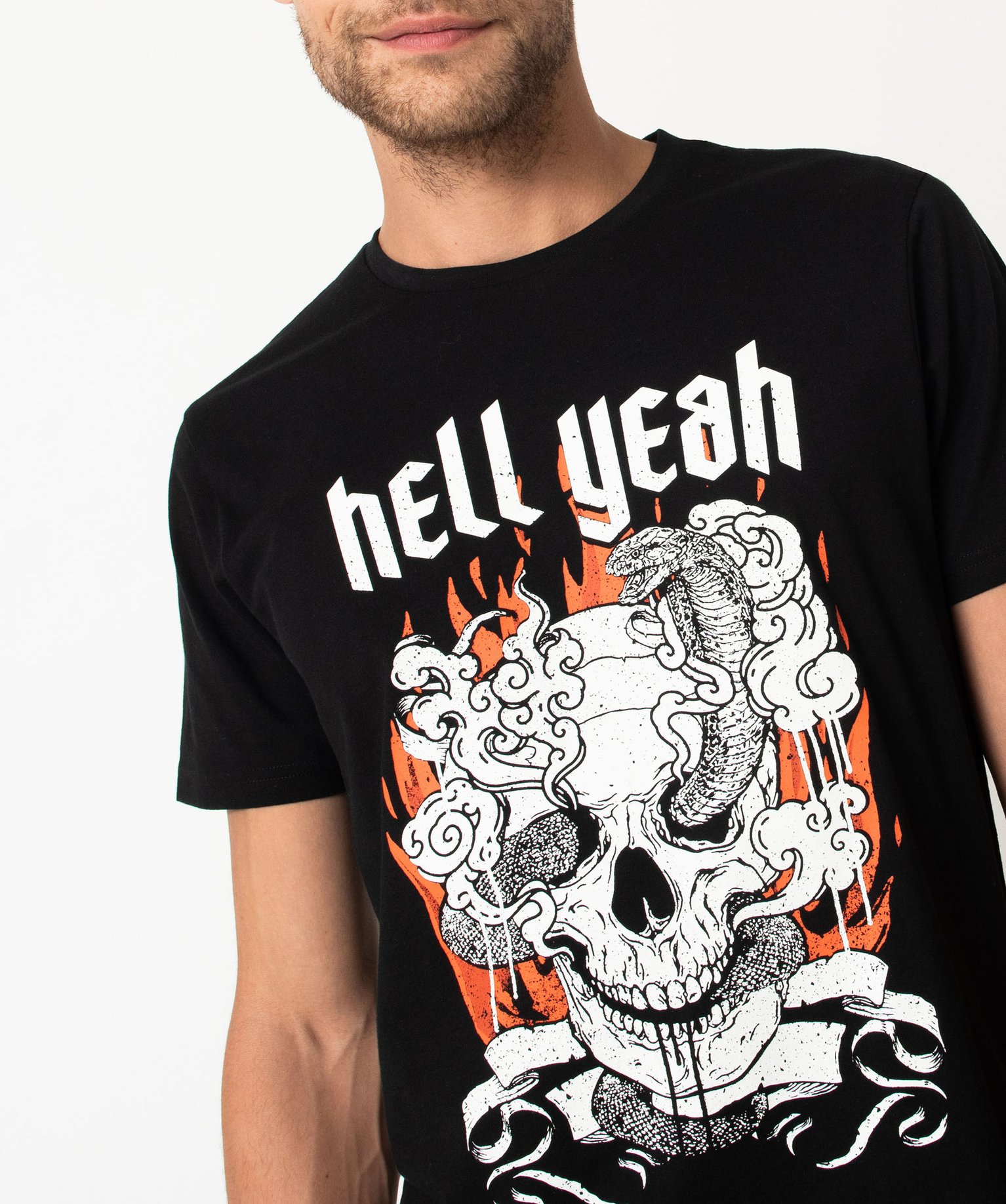 Tee-shirt manches courtes imprimé fantaisie homme noir | GEMO