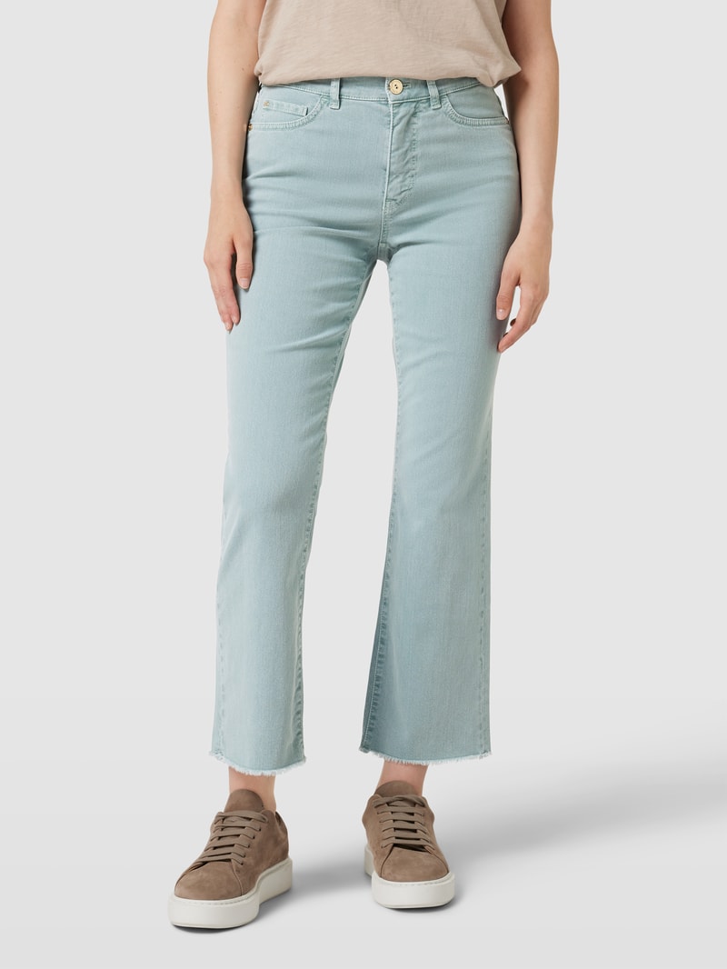 Bootcut Jeans mit ausgefransten Abschlüssen in petrol
