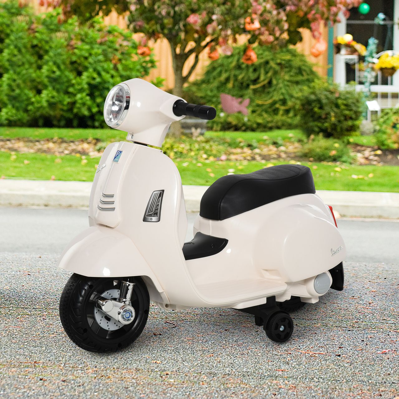 HOMCOM VESPA Elektromotorrad Kindermotorrad Elektrofahrzeuge 3 bis 6 Jahren Weiß