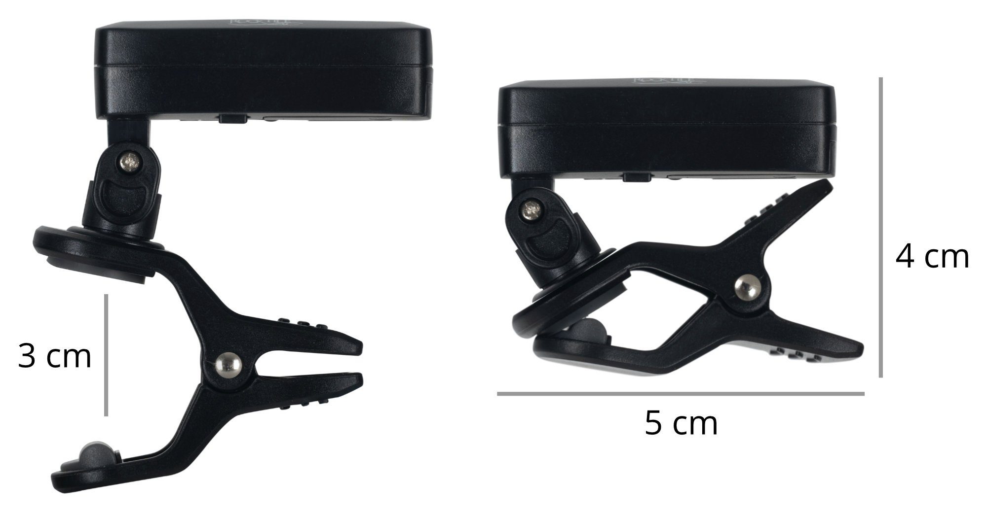 Rocktile Stimmgerät 5-3C Three Color Clip-Tuner, (inkl. Knopfbatterie), Geeignet für Gitarre, Bass, Ukulele und Violine