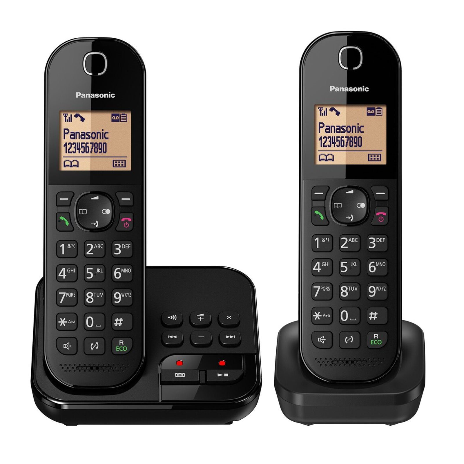 Panasonic KX-TGC422GB Schnurloses DECT-Telefon (2 Mobilteile und Ladeschale, mit Anrufbeantworter, Telefonbuch)