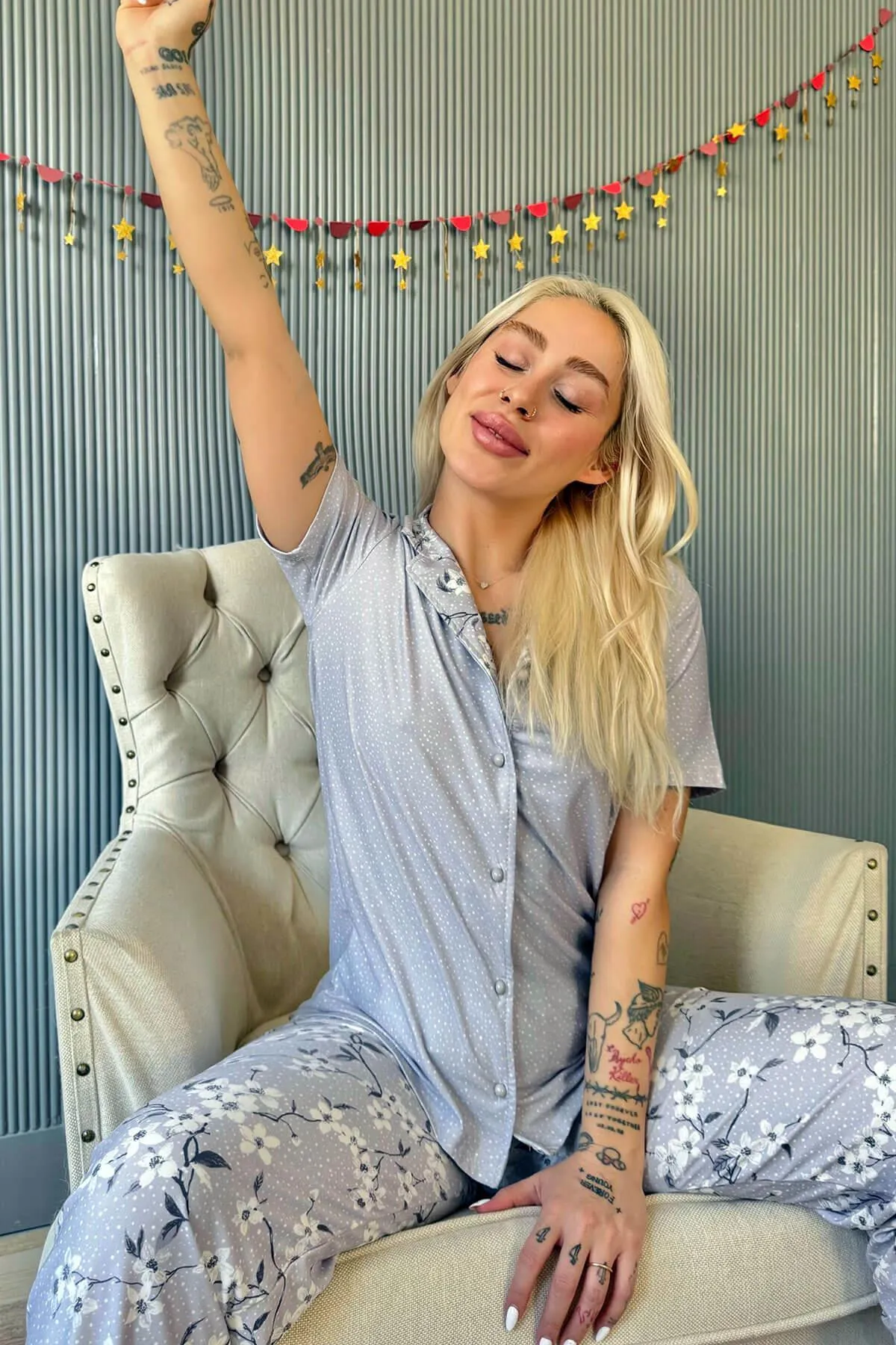 Pijamaevi  Pyjama set - Grau - Unifarben