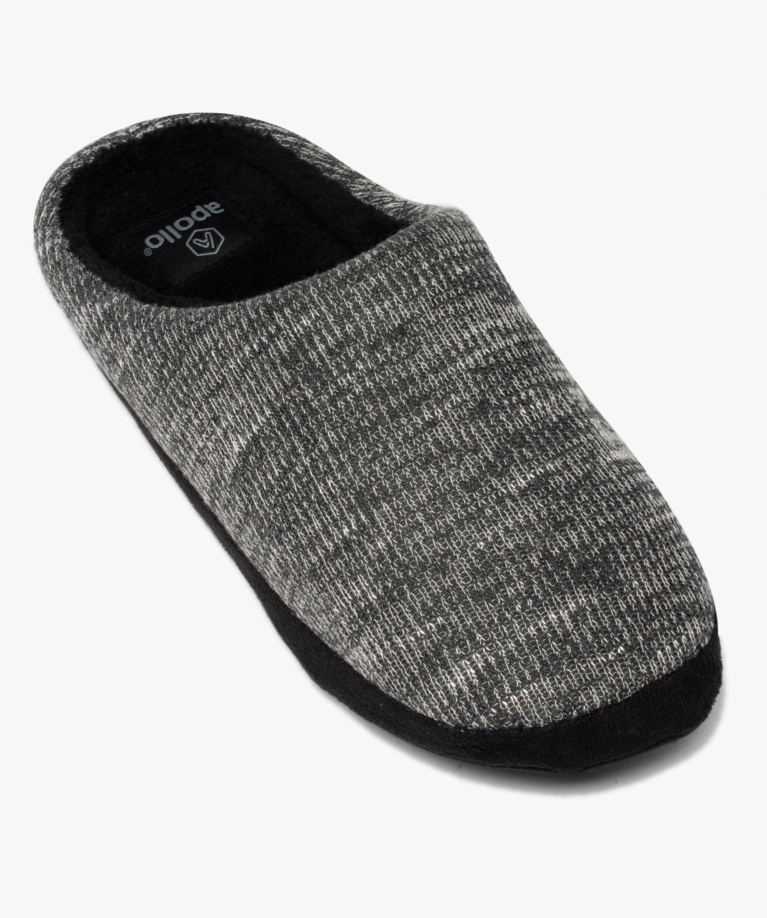 Chaussons homme mules dessus en maille chinée gris | GEMO