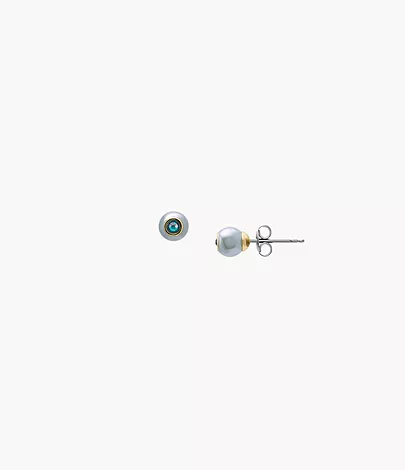 Fossil Ohrstecker Bright Baubles Strass Muschel blau grün