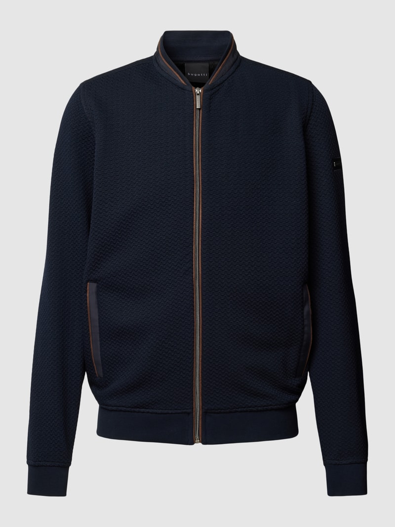 Sweatjacke mit Strukturmuster in marineblau