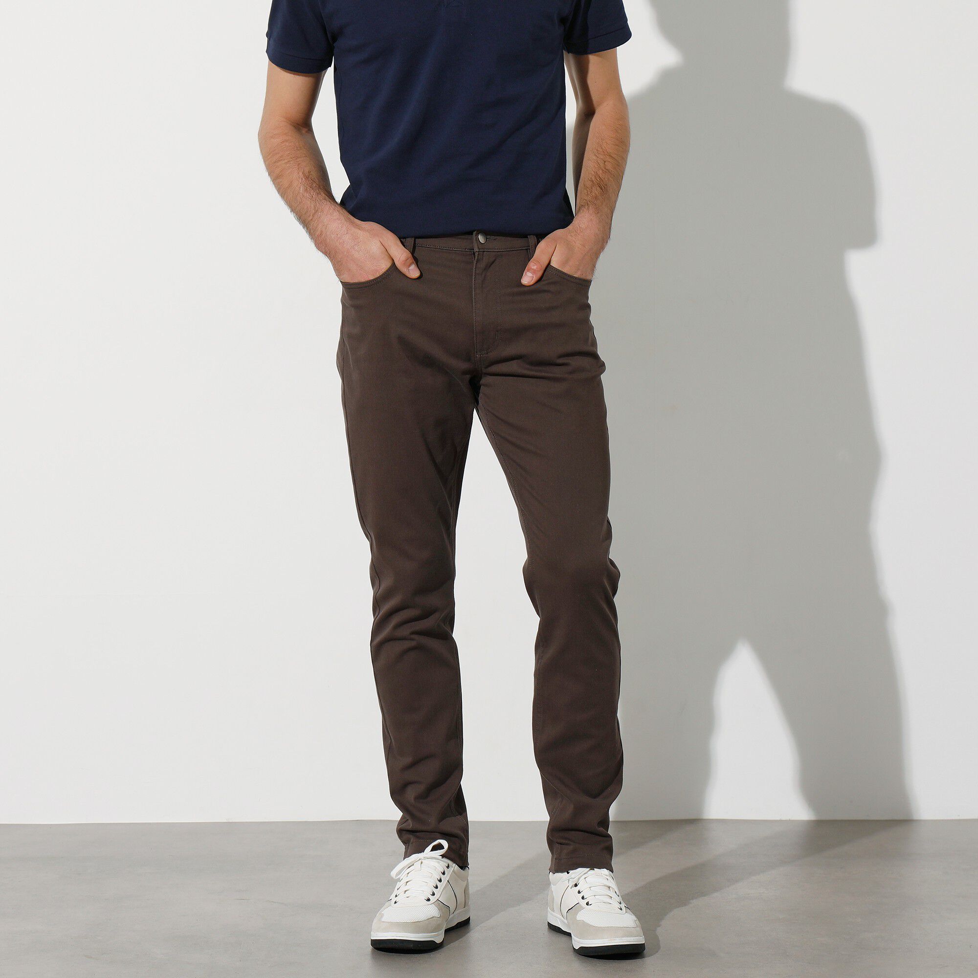 Pantalon droit 5 poches twill coton extensible
