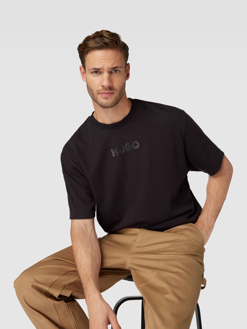 T-Shirt mit Label-Print Modell 'Daktai' in schwarz