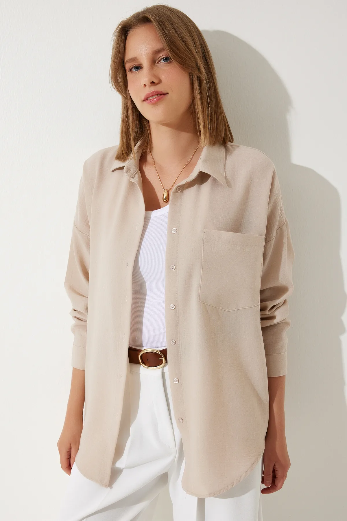 Happiness İstanbul  Hemd - Dunkelblau - Oversized