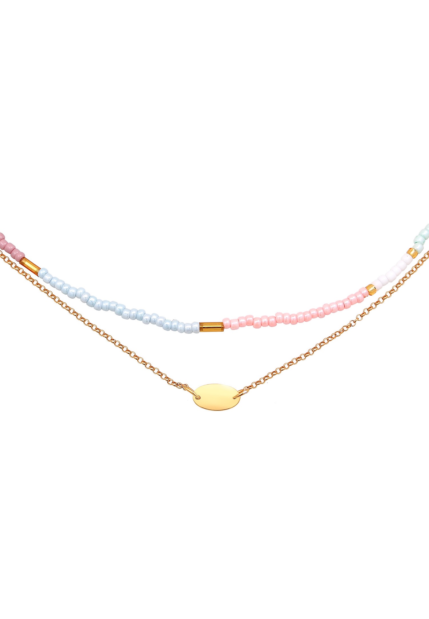 Collana girocollo da donna Elli con perle pastello a strati in argento sterling 925 placcato oro