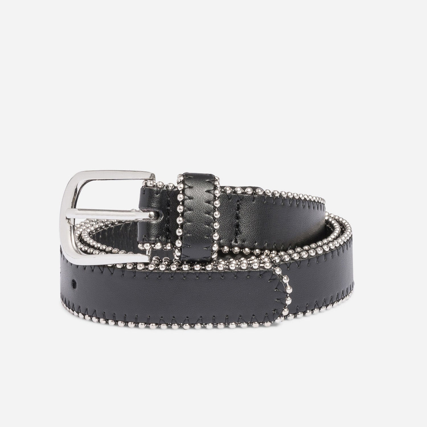 Ceinture TEXTO noire bordée de billes métal