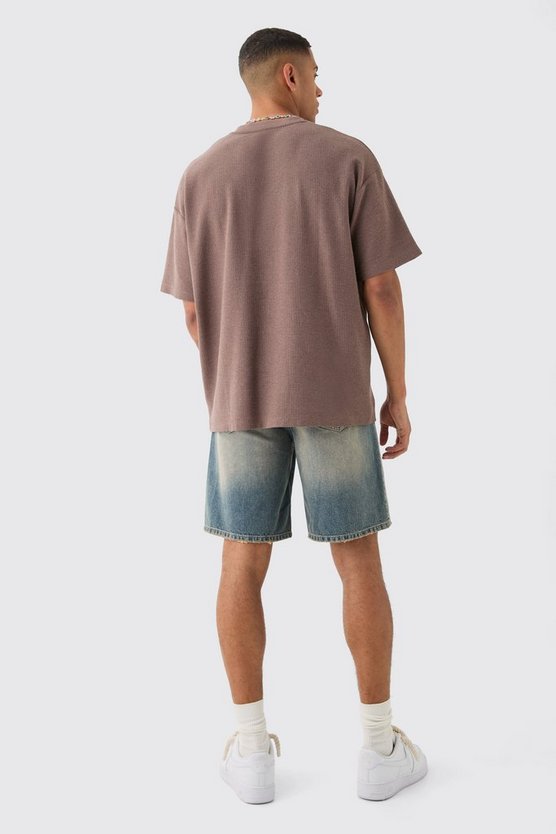 Oversize Jacquard T-Shirt mit Print