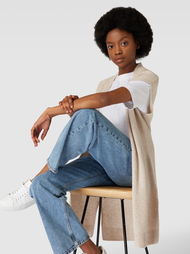 Strickjacke mit offener Front in beige meliert