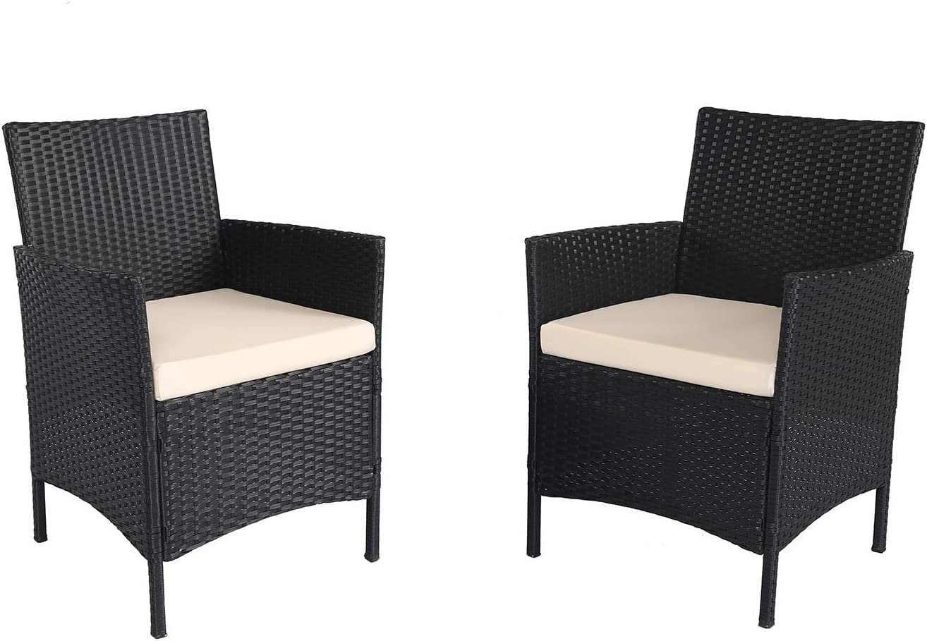Home Feeling Gartensessel Gartenmöbel Sessel Polyrattan, Schwarz, ca. 60x62x83cm