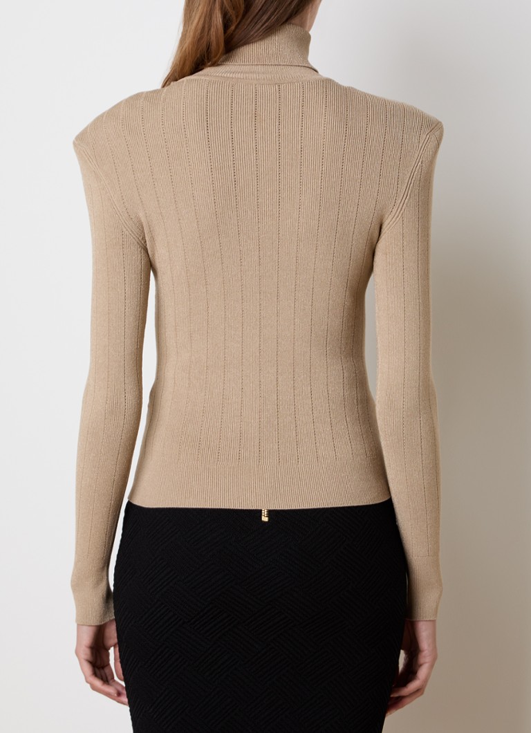Pull à col roulé en maille fine Balmain avec épaulettes