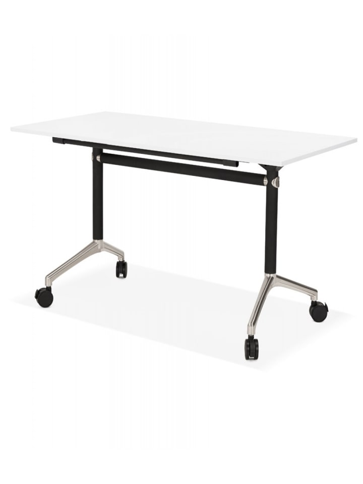 KADIMA DESIGN Klappschreibtisch FLEXO Weiß Holz Metall | 140x70x73 cm in Weiß günstig kaufen