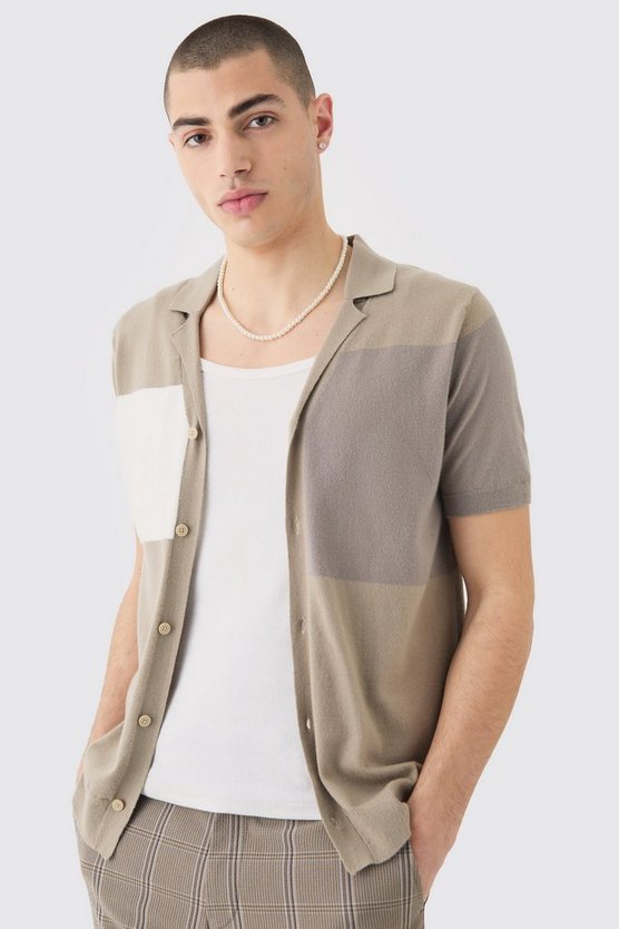 Kurzärmliges Colorblock Hemd