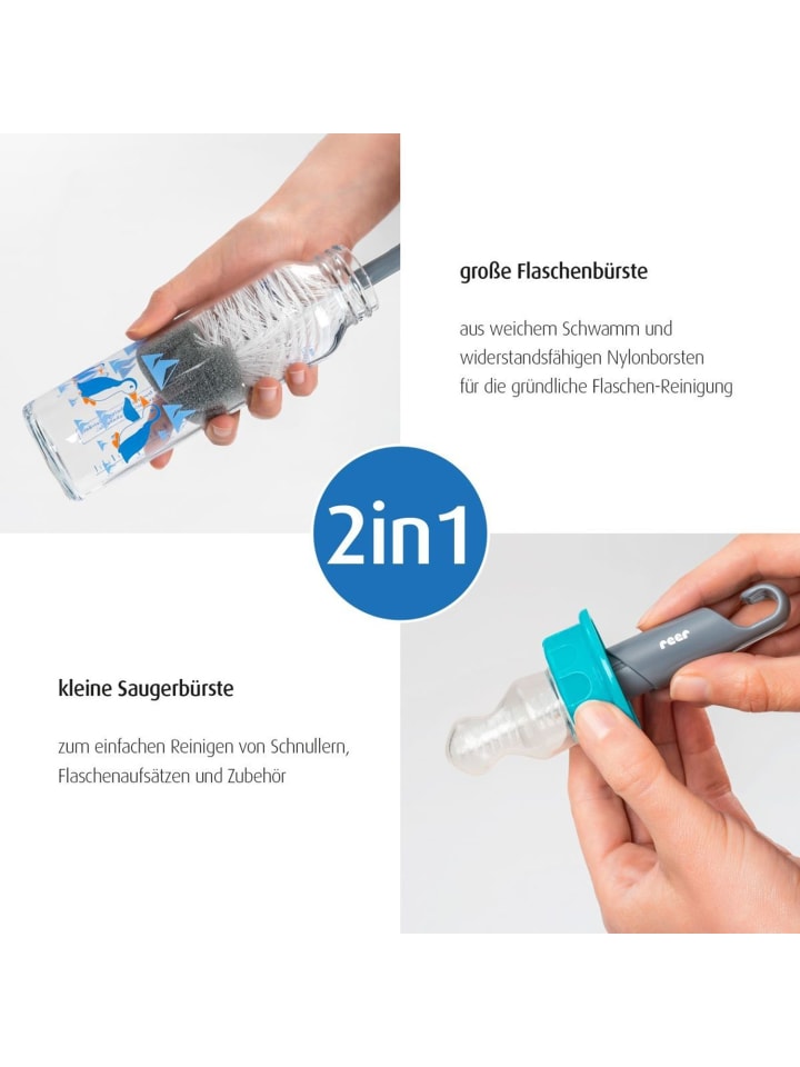 Reer 2in1 Flaschen- und Saugerbürste in Grau ab 0 Monate günstig kaufen onesize
