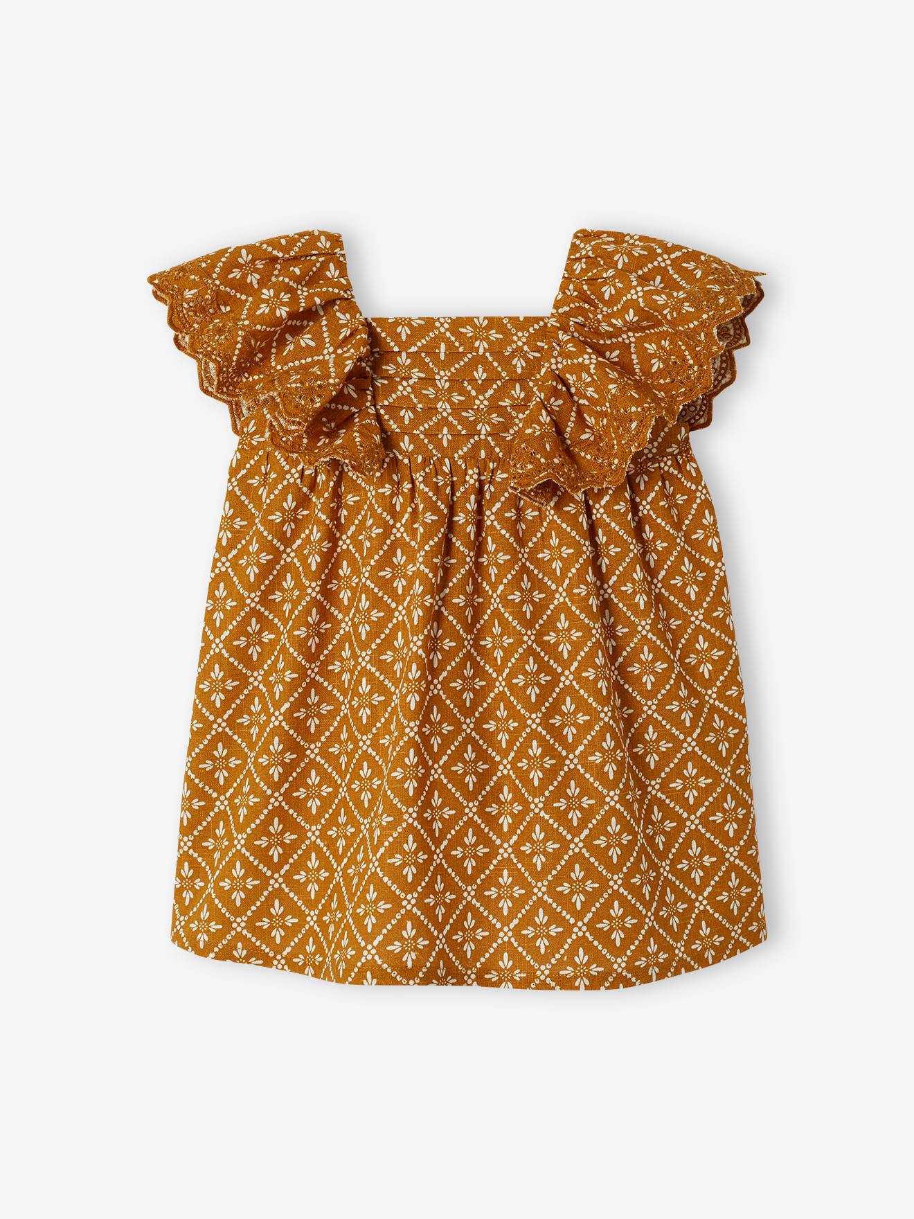 Vertbaudet Mädchen Baby Volantkleid - karamell