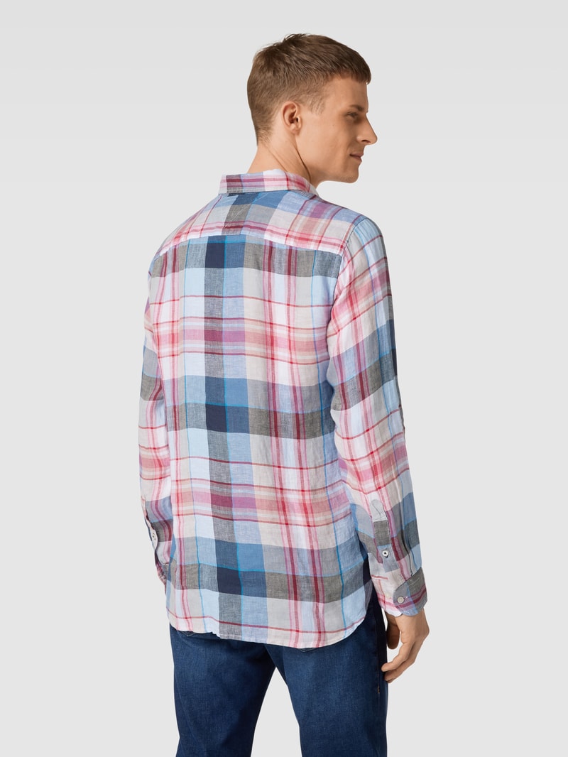 Regular Fit Freizeithemd aus Leinen mit Button-Down-Kragen in blau