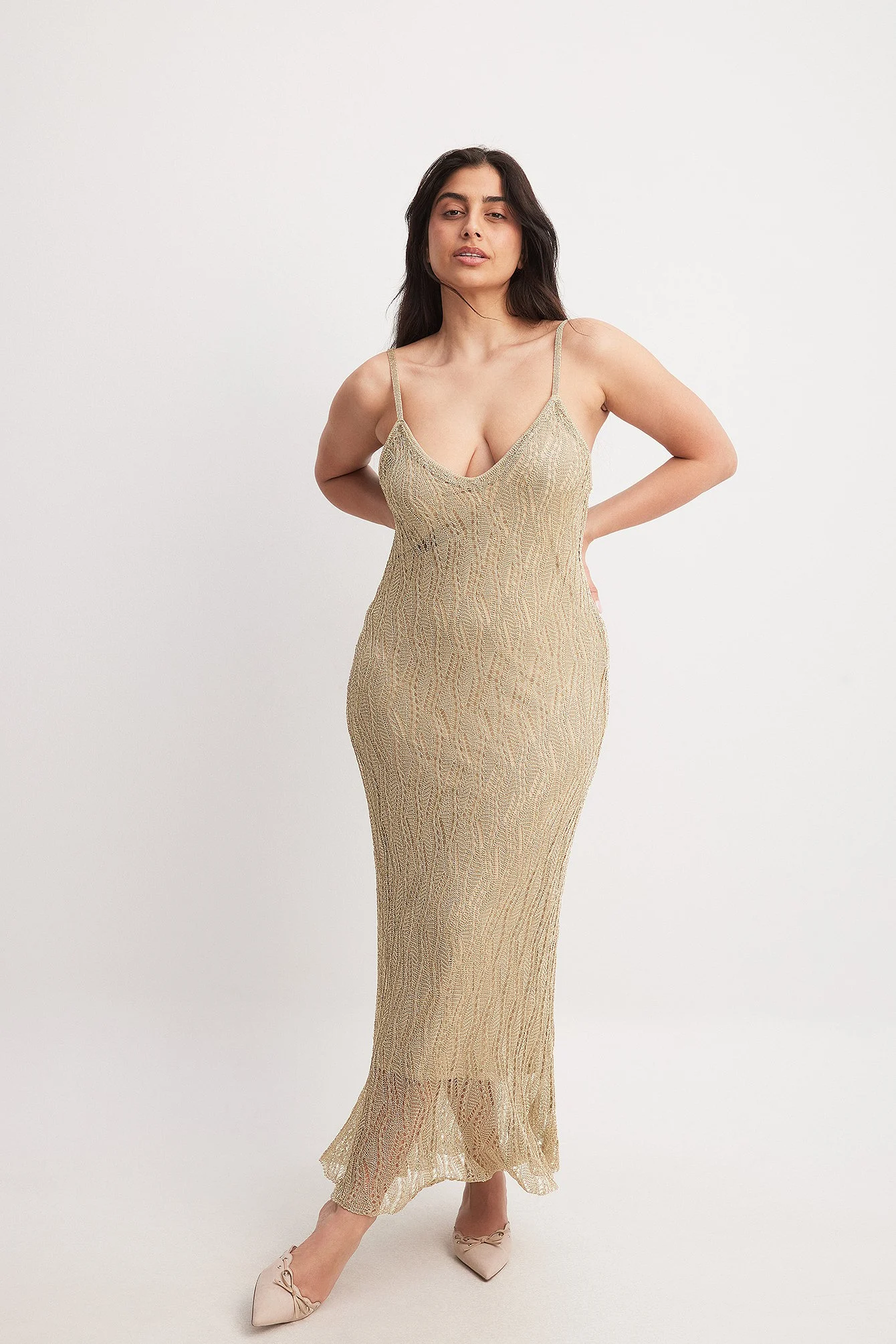 Strick-Midikleid mit Rückendetail