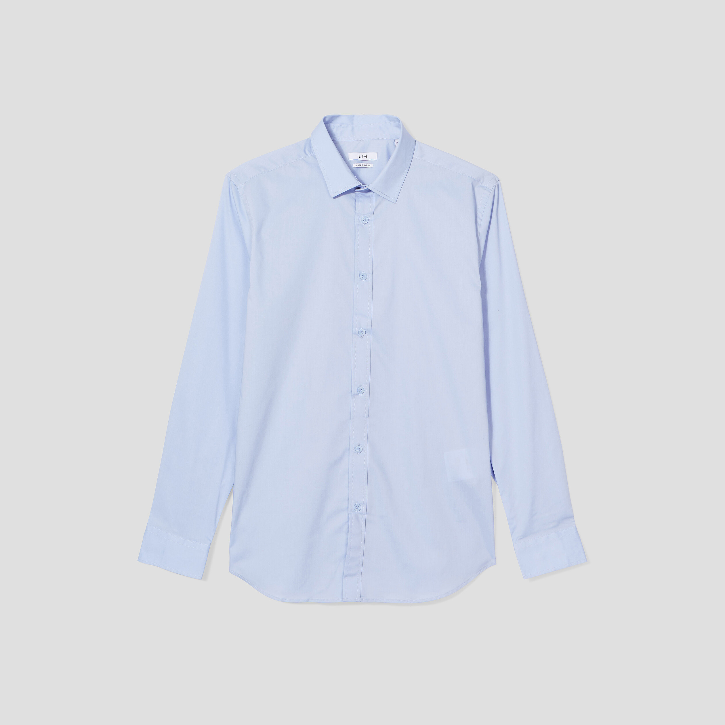 Chemise basique ajustée manches longues bleu ciel homme | La Halle